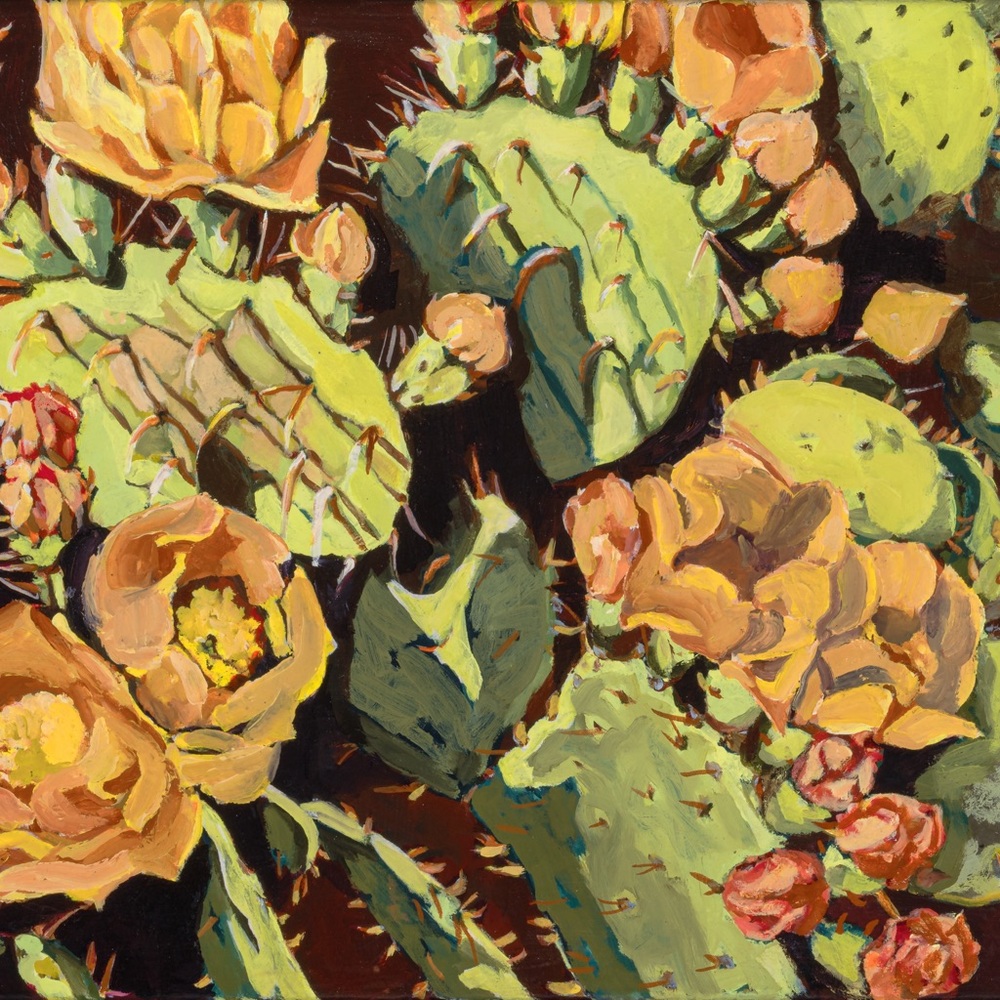 Large Floral Cactus Fine Art Print 16x20” signed by Choctaw Artist, Home Decor - Picture 3 of 5
